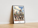 Watercolor cityscape print of Tokyo for modern interiors