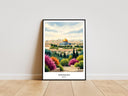Al Aqsa Mosque in a soft watercolor style on a travel poster