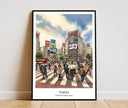 Tokyo Shibuya Crossing watercolor art print for wall decor