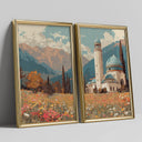 Calm mosque silhouette with arabesque panel 4