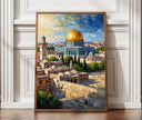 Jerusalem Dome of the Rock oil painting print with golden dome and blue sky
