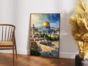 Palestine travel poster-inspired wall decor featuring Dome of the Rock