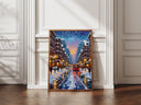 Textured oil style cityscape of winter Boston