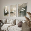 Quran-inspired abstract wall art set in a living room setting