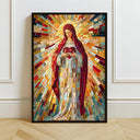 Virgin Mary mosaic art print close-up of portrait