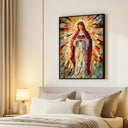 Texture of mosaic tesserae on Virgin Mary print