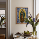Talavera-inspired design with intricate floral motifs