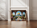 Close-up of oil paint texture on Jerusalem Al Aqsa wall art