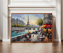 Romantic Eiffel Tower poster with textured oil painting style
