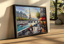 Close up of brushstroke texture on Eiffel Tower wall art