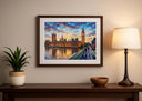 British landmark art print with textured brush strokes
