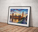Oil-painted Westminster skyline wall art detail