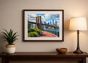 Urban decor wall art featuring Brooklyn Bridge and cityscape
