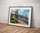 Detail shot of textured oil painting-style cityscape