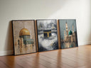Abstract Mecca Kaaba motif on warm beige background