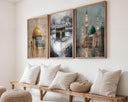 Medina skyline-inspired abstract wall art in muted tones