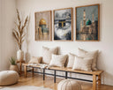Medina-inspired abstract composition with geometric patterns