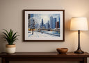 Chicago skyline scene in textured oil painting for home decor