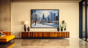Winter mood street scene in a wall art poster with rich texture