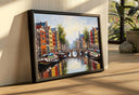 Bridge over canal with bright houses - Amsterdam wall art