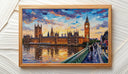Textured cityscape print of Westminster skyline in oil style