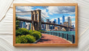 NYC skyline wall art displayed in a modern living room