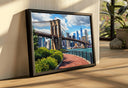 Framed canvas print of NYC skyline with painterly brushstroke texture