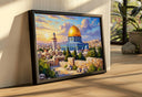Jerusalem cityscape inspired wall art with rich textures