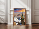 Abstract Islamic wall art featuring Mecca landmarks Kaaba and Clock Tower