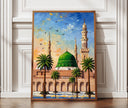 Masjid an-Nabawi wall art - Green Dome Medina oil painting texture - image 1