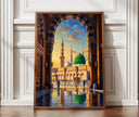 Masjid an-Nabawi Green Dome Medina wall art poster close-up texture