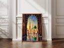 Green Dome Medina mosque oil painting style illustration
