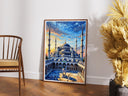 Turkish travel poster aesthetic in oil painting style