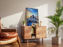 Abstract Islamic art with Blue Mosque motif