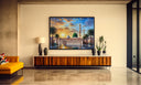 Warm olive greens and subtle gold accents in abstract Islamic design