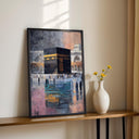Muslim home decor wall art featuring Kaaba motif