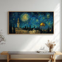 Ready-to-hang wall art featuring celestial night motif