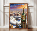 Kaaba and Clock Tower wall art on display in oil painting style