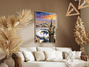 Decorative wall art featuring Islamic architectural motifs