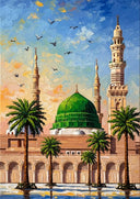 Masjid an-Nabawi wall art - Green Dome Medina oil painting texture - image 9