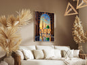 Green Dome Medina rooftop scene in artistic poster