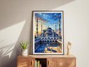 Blue Mosque silhouette art for living room decor