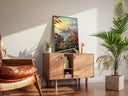 Yellow and turquoise Havana storefronts in oil painting decor