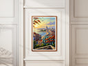 Bright facades and blue skies in Caribbean landscape wall art