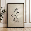 Poodle line art illustration in minimalist vintage style