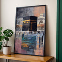 Dynamic abstract wall art depicting the sacred mosque