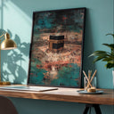 Unframed Kaaba-inspired wall art ready to hang