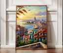 Old Havana street scene with colorful facades in oil painting style