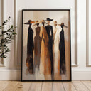 Abstract modern neutral African wall art with geometric shapes on canvas
