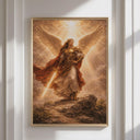 Religious wall decor featuring Archangel Michael on dark background